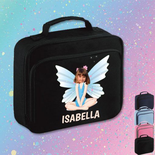 black lunch bag with fairy image