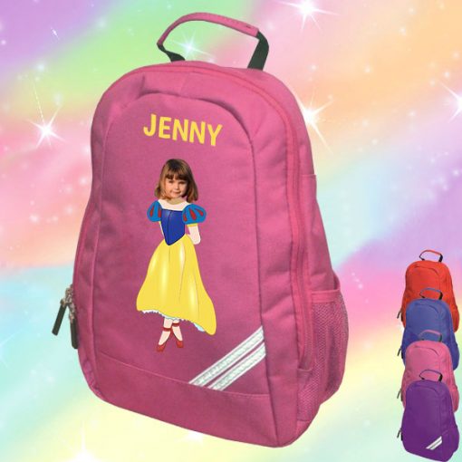 pink backpack with snow white image