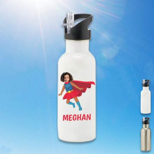 white water bottle with supergirl image