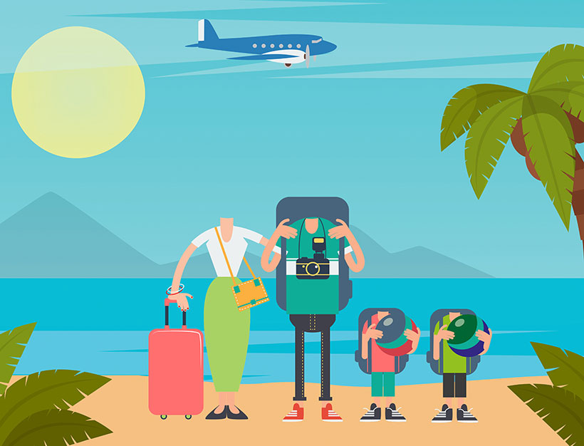 create your own family beach holiday personalised portrait