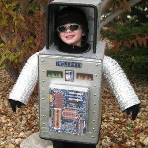 Cardboard box robot suit