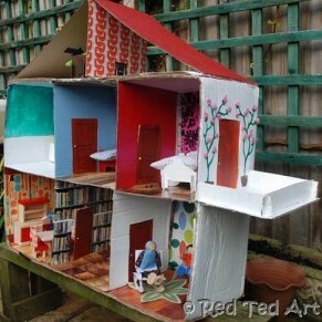 Cardboard box dolls house