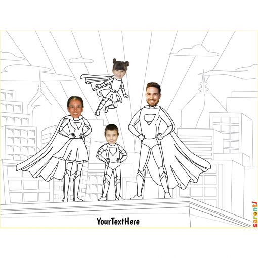 superhero family colouring harder
