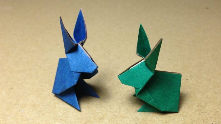 Two origami rabbits