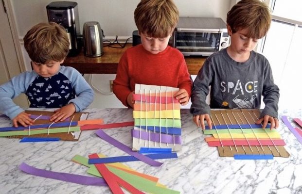 children weaving