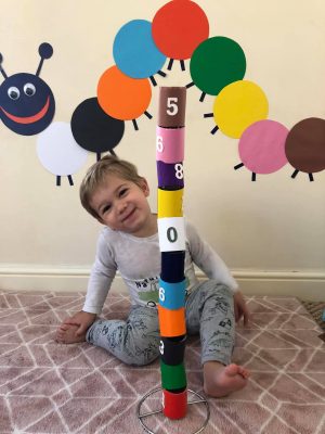 teach your toddler numbers & colours with loo rolls