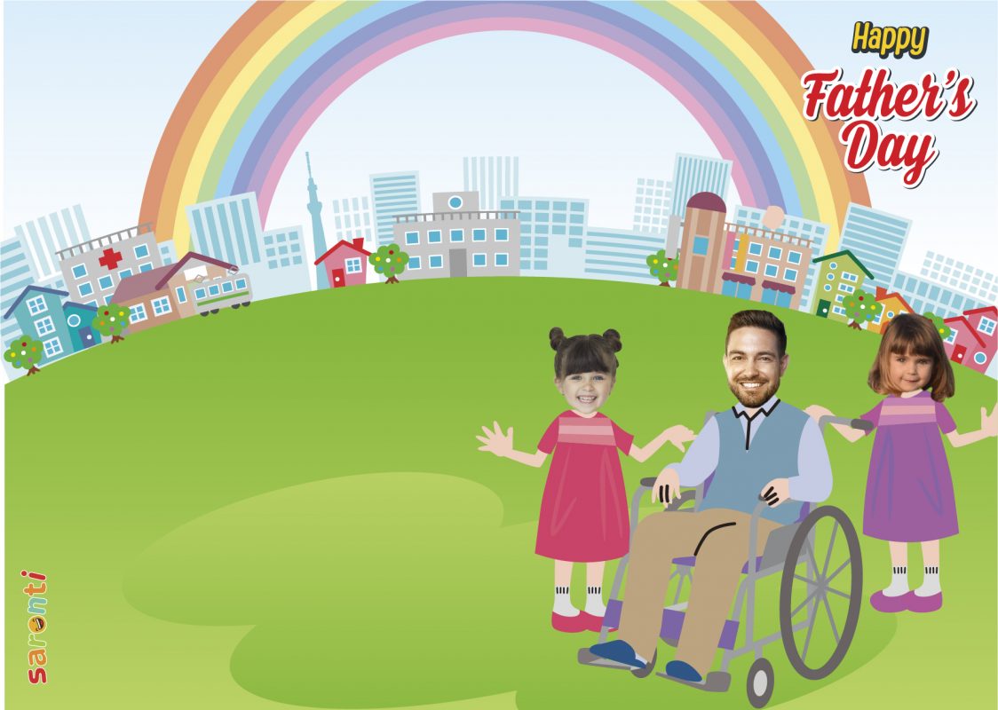 personalised-fathers-day-card-wheelchair-dad-2girls-portrait