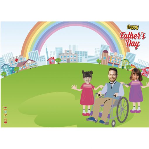 personalised-fathers-day-card-wheelchair-dad-2girls-portrait