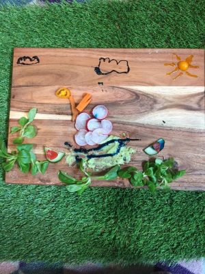 Food art on chopping board