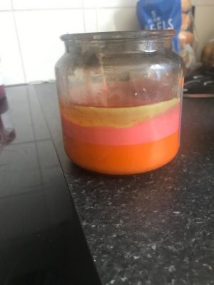 finished tri-colour candle 