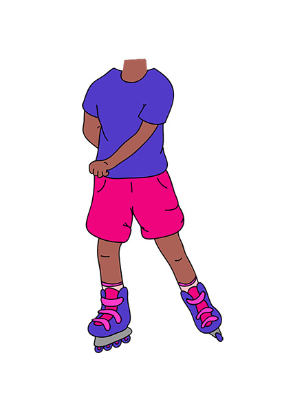 brown roller-skater-kids-character