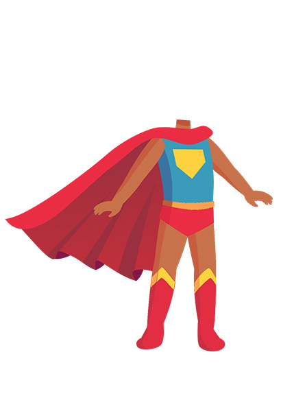 superhero child kids character Brown