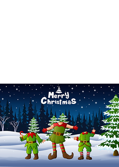 xmas card elf female 2 kids