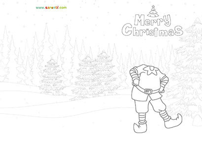 xmas card elf colouring boy