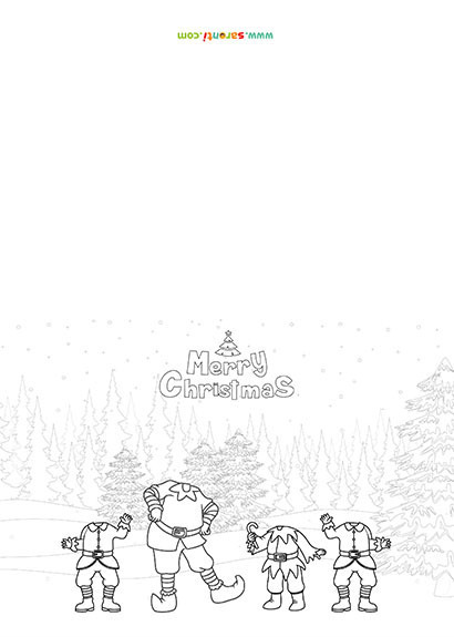 xmas card elf colouring adult 3 kids