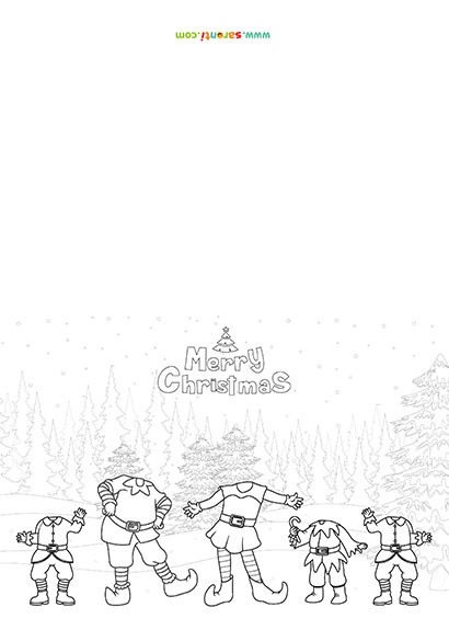 xmas card elf colouring 2 adults 3 kids