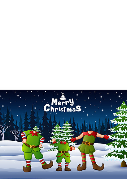 xmas card elf 1 female 1 male 1 kid