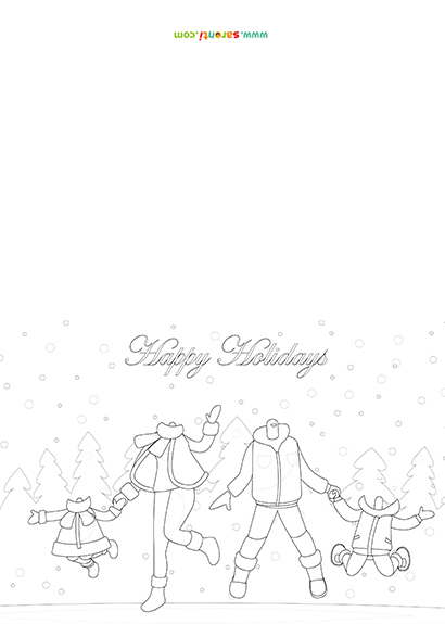 xmas card winter colouring 2 adults 2 kids