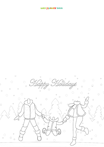 xmas card winter colouring 2 adults 1 kid
